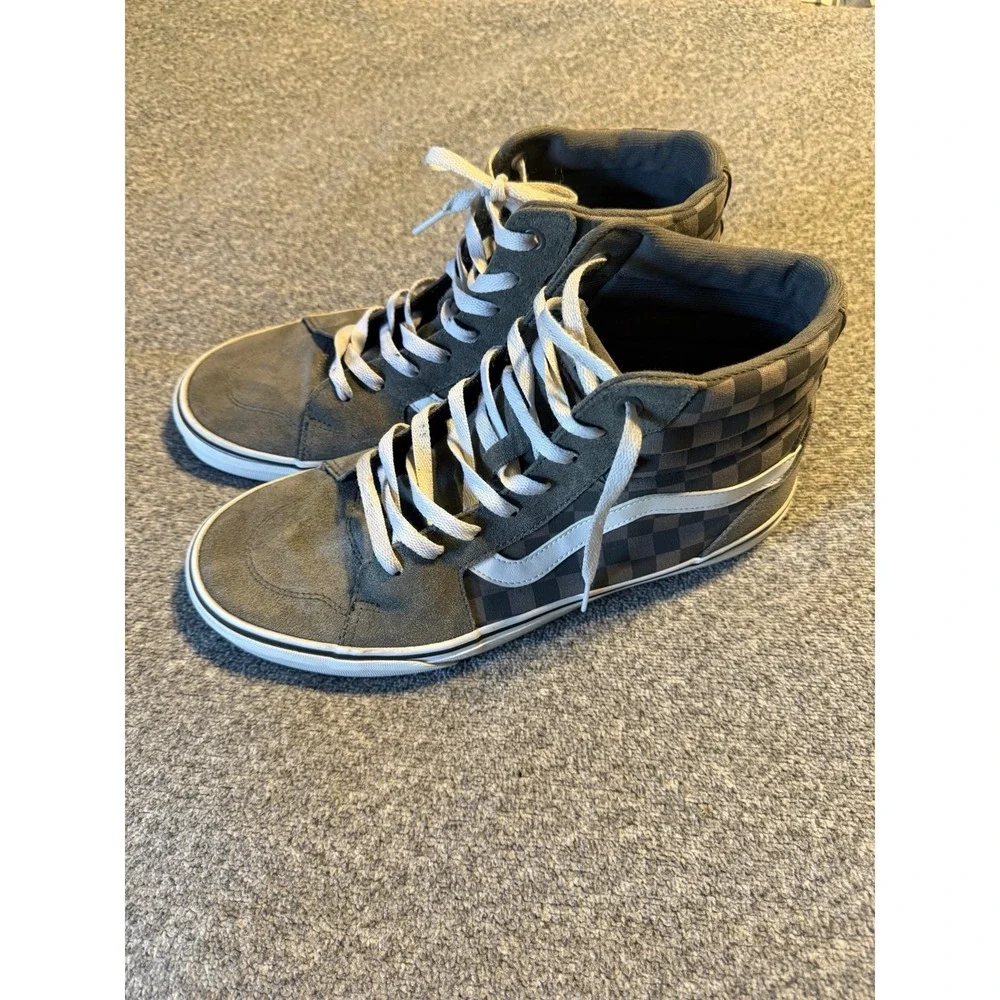 Vans Sk8-Hi  Mens Size 11 Shoe Lace up Grey Checkerboard Skate 721356